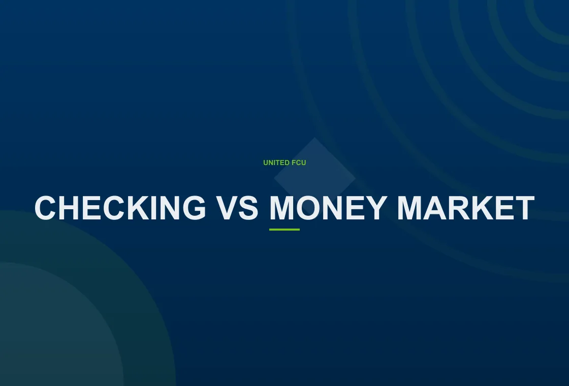 United FCU customer reviewing checking or money market details on a digital banking screen