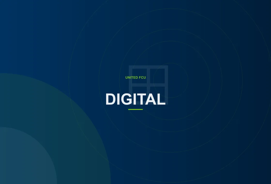 United FCU customer using a smartphone for secure digital banking access